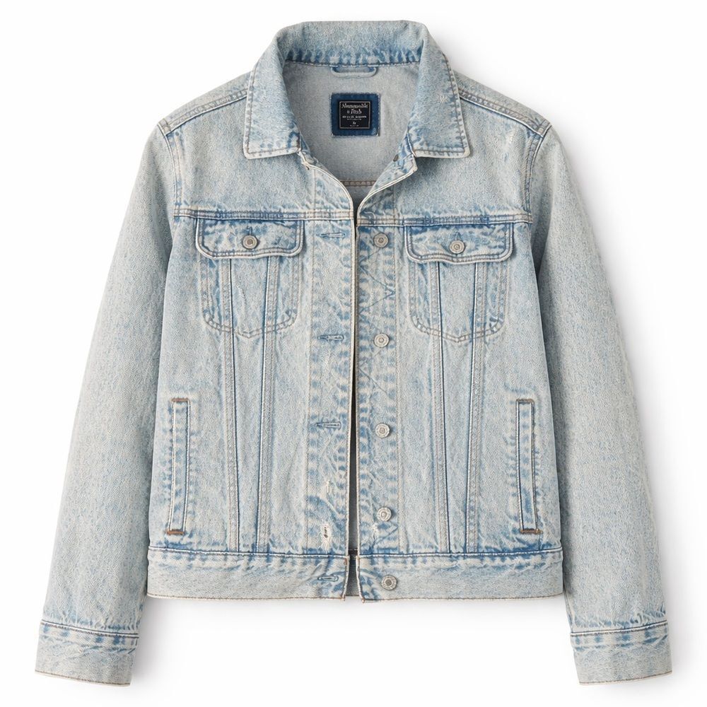 Abercrombie & Fitch Light Wash Blue Denim Jacket